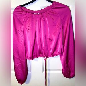 Rachel Zoe Pink Satin Crop Top,‎ M